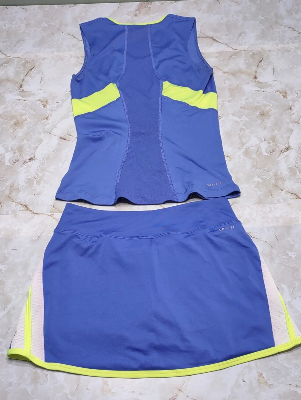 Nike Dri-Fit Blue & Neon Yellow Tennis Tank and Skort Set